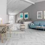 Witte keramische parketvloer