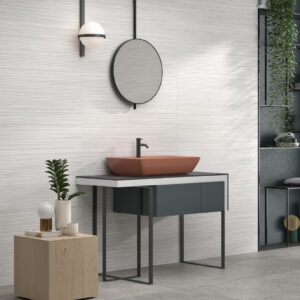 Muurfoto van witte keramische wandtegel 31x100 cm